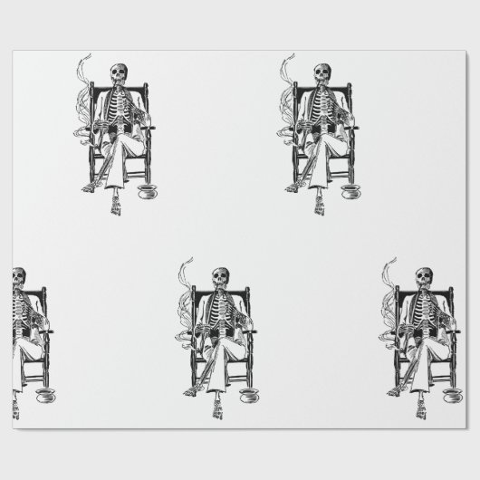 Wrapping Paper SKELETON RAUCHER CIGARETTE Geschenkpapier (Flach)