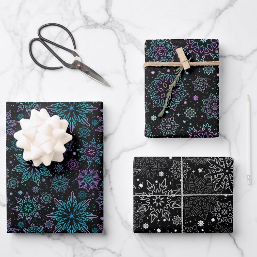 Wrapping paper "Snowflakes" Geschenkpapier Set (Vorderseite)