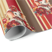 Wrapping Paper Stripe Elephant Terracotta Geschenkpapier (Rolleneckpunkt)