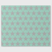 Wrapping Paper - Teal Background Grey Star Geschenkpapier (Flach)