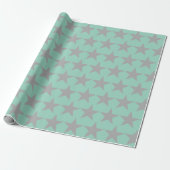 Wrapping Paper - Teal Background Grey Star Geschenkpapier (Ungerollt)