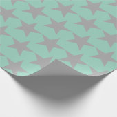 Wrapping Paper - Teal Background Grey Star Geschenkpapier (Ecke)
