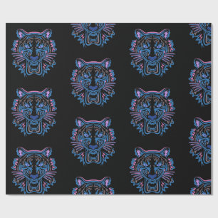 Wrapping Paper TIGER ON BLACK. Geschenkpapier