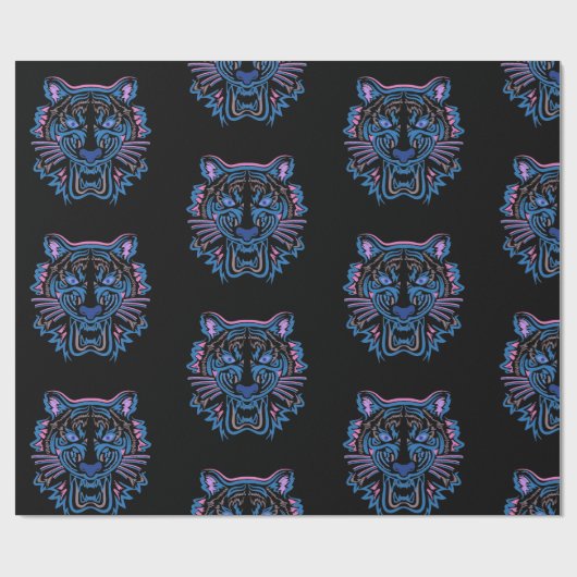 Wrapping Paper TIGER ON BLACK. Geschenkpapier (Flach)