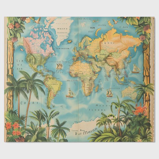 Wrapping Paper- Vintage Atlas Geschenkpapier (Flach)