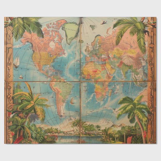 Wrapping Paper-Vintage Atlas Wrapping Paper Geschenkpapier (Flach)
