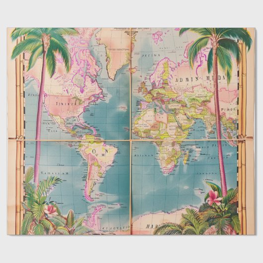 Wrapping Paper-Vintage Atlas Wrapping Paper Geschenkpapier (Flach)