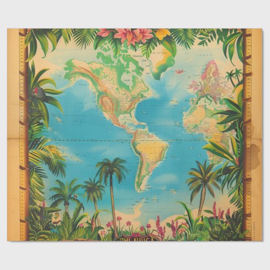 Wrapping Paper-Vintage Atlas Wrapping Paper Geschenkpapier (Flach)