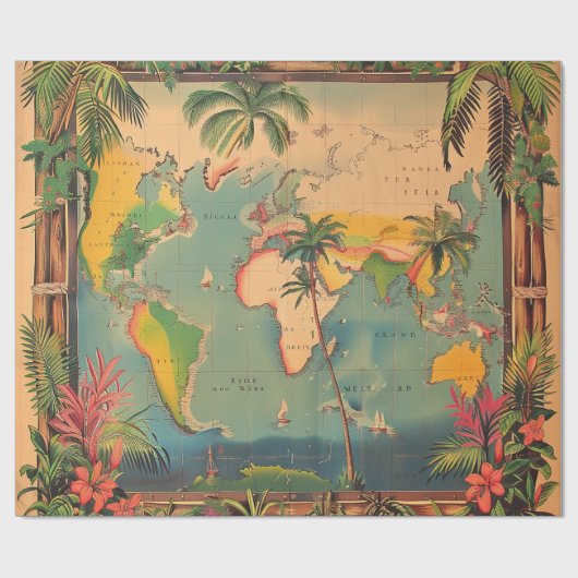 Wrapping Paper-Vintage Atlas Wrapping Paper Geschenkpapier (Flach)