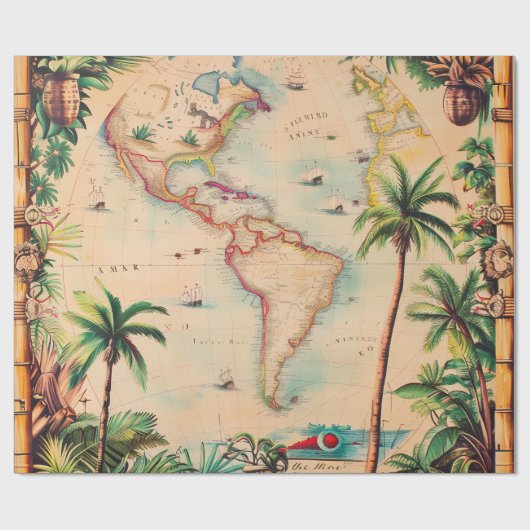 Wrapping Paper-Vintage Atlas Wrapping Paper Geschenkpapier (Flach)