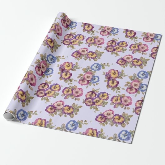 Wrapping Paper | Vintage Pansy Floral Garden Geschenkpapier (Ungerollt)