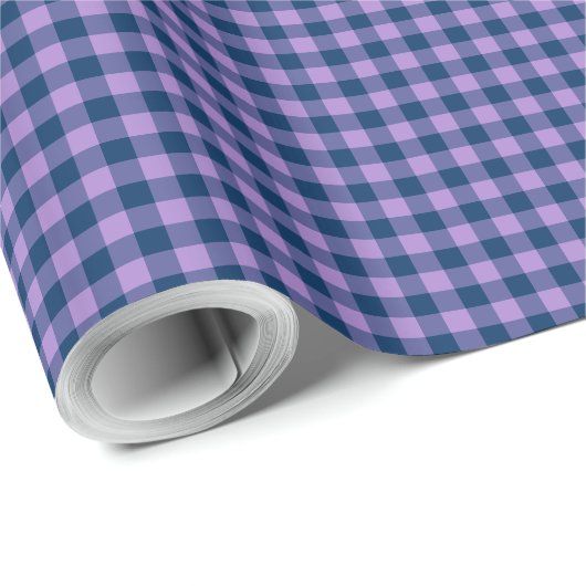 Wrapping Paper Violet and Navy Karo Gingham Geschenkpapier (Rolleneckpunkt)