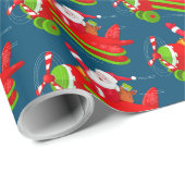 Wrapping Paper von Santa Flying Airplane Geschenkpapier (Rolleneckpunkt)