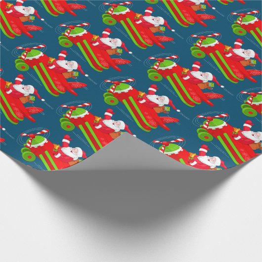Wrapping Paper von Santa Flying Airplane Geschenkpapier (Ecke)