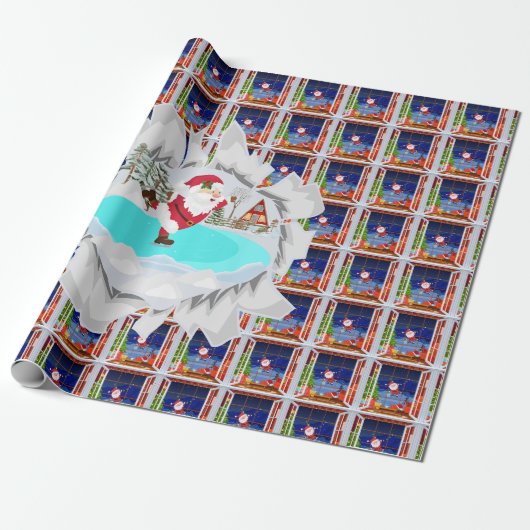 Wrapping Paper von Santa Ice Skaten Geschenkpapier (Ungerollt)