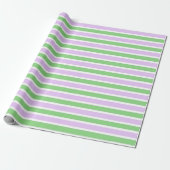 Wrapping Paper (Weißes, Lilac und grüne Streifen) Geschenkpapier (Ungerollt)
