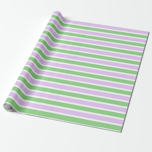 Wrapping Paper (Weißes, Lilac und grüne Streifen) Geschenkpapier (Ungerollt)
