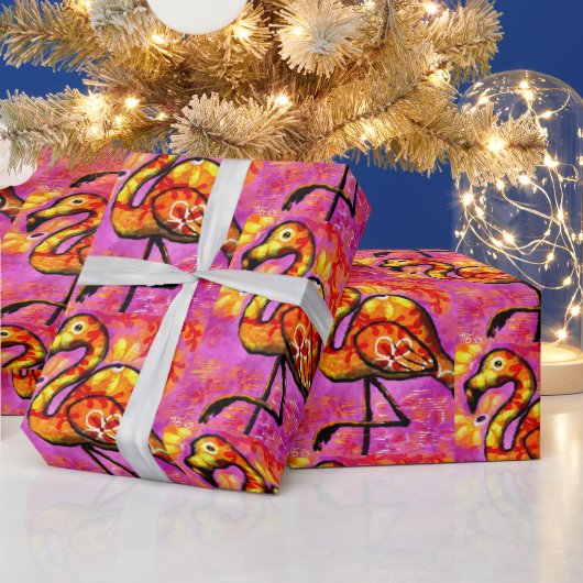 Wrapping Paper - Whimsical Flamingo Abstrakt Art Geschenkpapier (Feiertage)