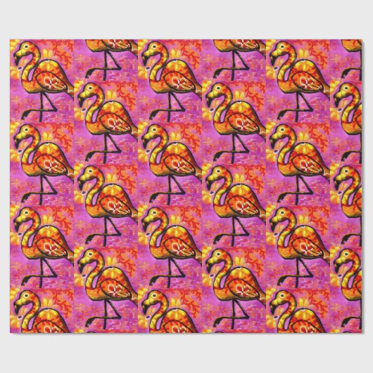 Wrapping Paper - Whimsical Flamingo Abstrakt Art Geschenkpapier (Flach)
