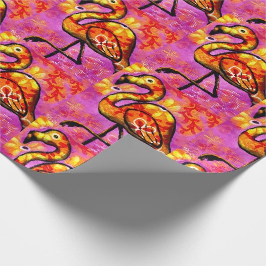 Wrapping Paper - Whimsical Flamingo Abstrakt Art Geschenkpapier (Ecke)
