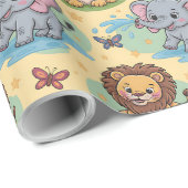 Wrapping paper with cartoon animals geschenkpapier (Rolleneckpunkt)