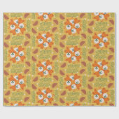 wrapping paper with  orange,yellow floral pattern geschenkpapier (Flach)