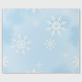 Wrapping Paper with White Snowflakes on Blue Backg Geschenkpapier (Flach)