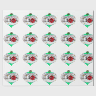 Wrapping Paper zu grünen und roten Ornamenten Geschenkpapier