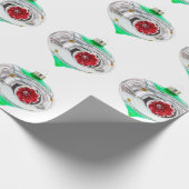 Wrapping Paper zu grünen und roten Ornamenten Geschenkpapier (Ecke)