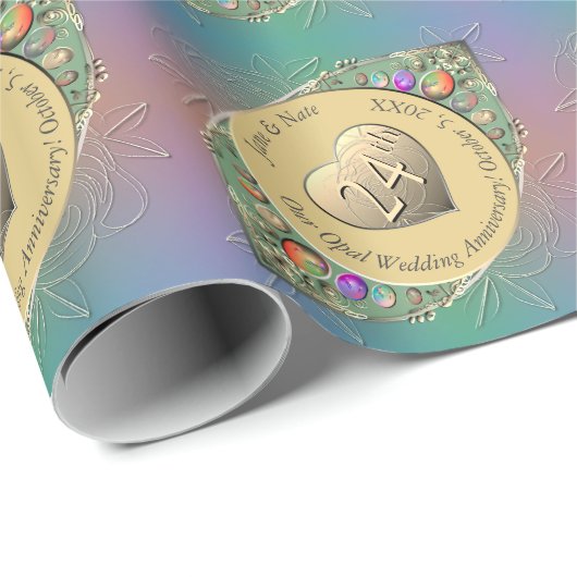 Wrapping Paper zum 24. Opal Wedding Anniversary Geschenkpapier (Rolleneckpunkt)