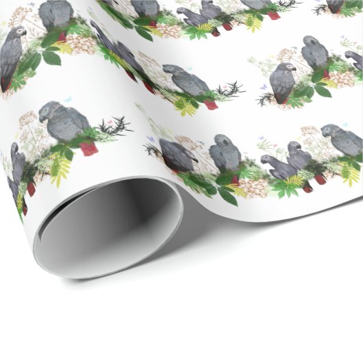 Wrapping Paper zum afrikanischen Grau-Papagei-Part Geschenkpapier (Rolleneckpunkt)