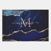 Wrapping Paper zum Individuelle Name von Navy Blue Geschenkpapier Set (Vorderseite 2)