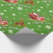 Wrapping Papier für Santa & Sleigh. Glossgrün rot Geschenkpapier (Ecke)