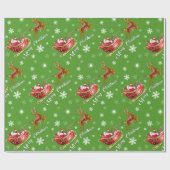 Wrapping Papier für Santa & Sleigh. Glossgrün rot Geschenkpapier (Flach)