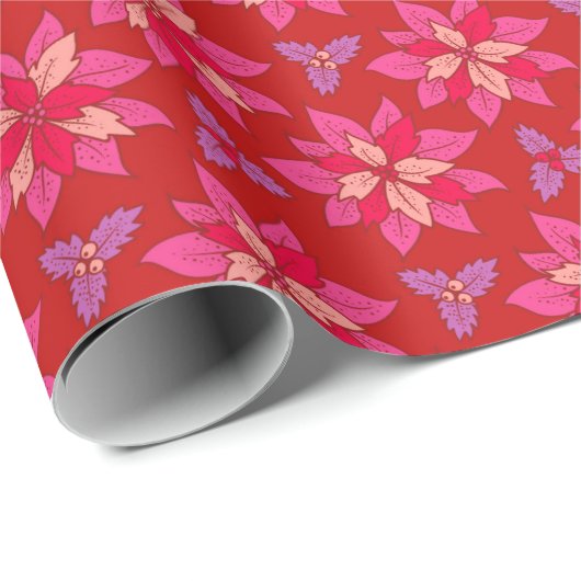 Wrapping Papier für Weihnachten mit roten Poinsett Geschenkpapier (Rolleneckpunkt)
