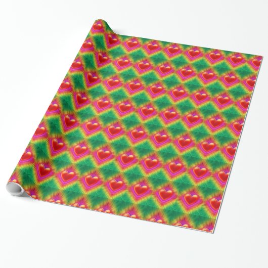 Wrapping Papier. Psychedelia Herz Design giftwrap. Geschenkpapier (Ungerollt)