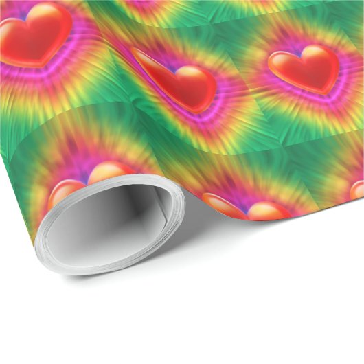 Wrapping Papier. Psychedelia Herz Design giftwrap. Geschenkpapier (Rolleneckpunkt)