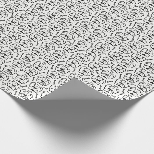 Wrapping roll paper with english Bulldogge pattern Geschenkpapier (Ecke)