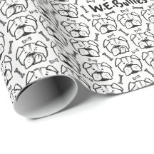 Wrapping roll paper with english Bulldogge pattern