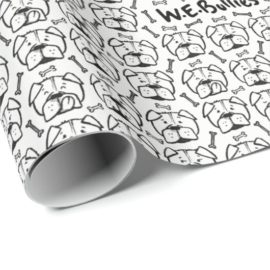 Wrapping roll paper with english Bulldogge pattern Geschenkpapier (Rolleneckpunkt)