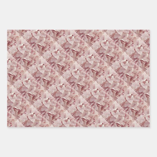 Wrapping Sht. Qty 3 einfache Hydrangeas in Rosa Geschenkpapier Set (Vorderseite 3)
