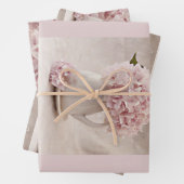 Wrapping Sht. Qty 3 einfache Hydrangeas in Rosa Geschenkpapier Set (Beispiel)