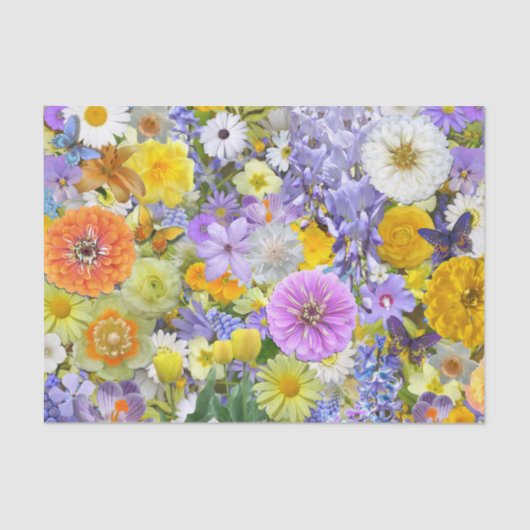 Wrapping Tissue - Blume und Schmetterlinge Seidenpapier (Vorderseite)