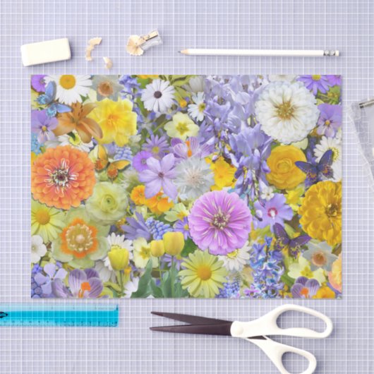 Wrapping Tissue - Blume und Schmetterlinge Seidenpapier (Handwerk)