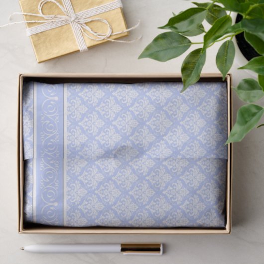 Wrapping Tissue - Wedgewood Blue Damask Seidenpapier (Geschenk)