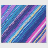 WrappinPink Blue Yellow Abstract Paint Lines Bold Geschenkpapier (Flach)