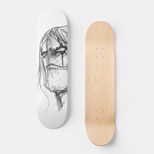 Wrath Anime, schwarz und weiß zeichnend Skateboard (Vorderseite)