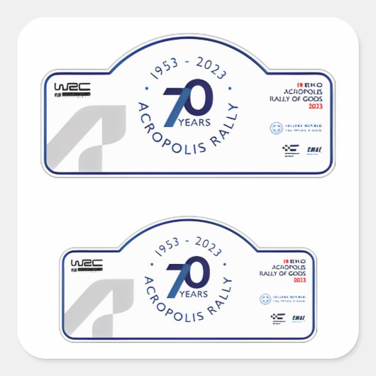 WRC ACROPOLIS KUNDGEBUNG GRIECHENLAND Motorsport R Quadratischer Aufkleber (Vorderseite)