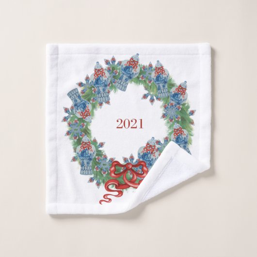Wreath 2021 Weihnachtsginger Jar Badhandtuch Set (Waschlappen)