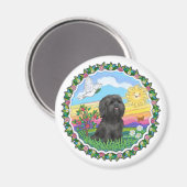Wreath - Black Shih Tzu Magnet (Vorderseite/Rückseite)